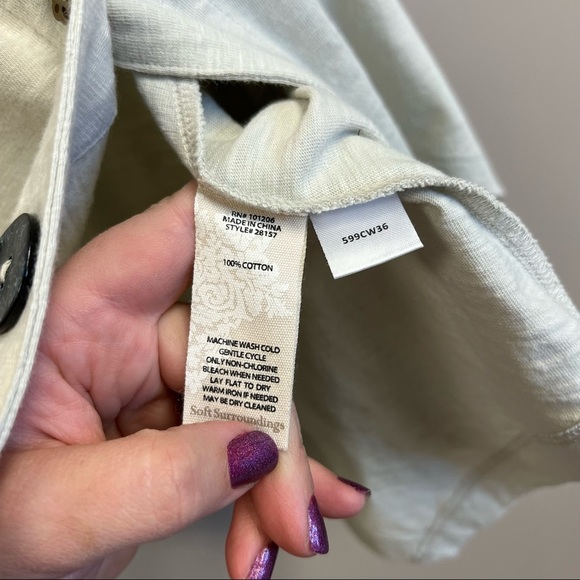 Soft surroundings Danielle button up tunic long sleeve cotton collared top small - Picture 8 of 11